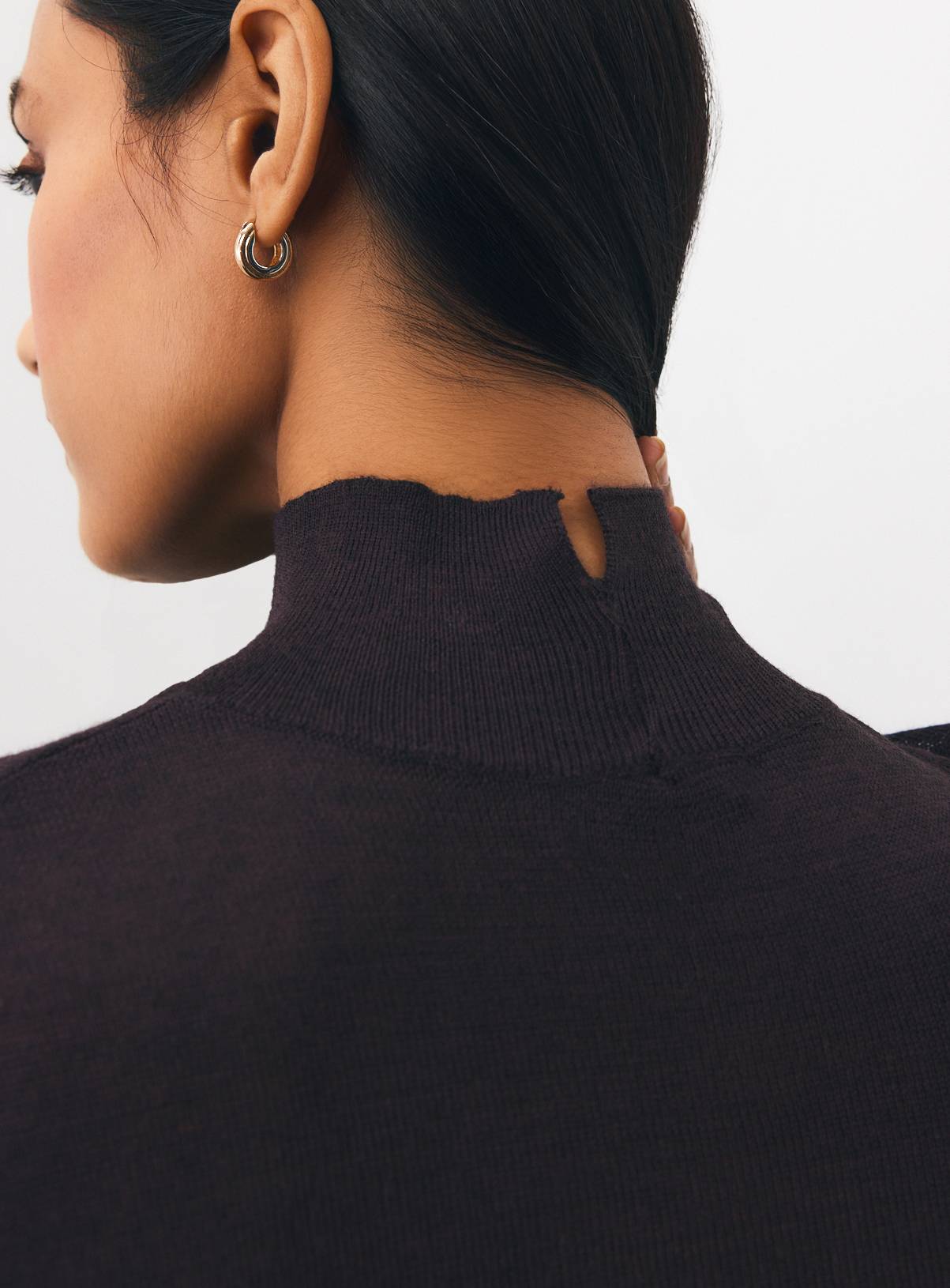Dark Red Super Fine Knit Roll Neck Jumper M - Image 3